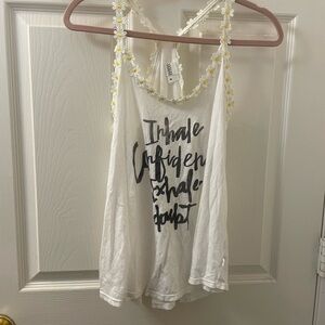 NWOT White Floral Trim Tank Top